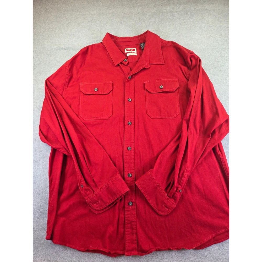 Wrangler Mens Flex for Comfort Button Down Shirt 2XL Red Workwear
